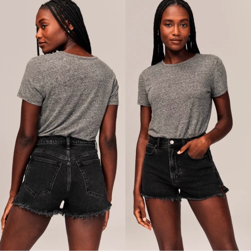 Abercrombie & Fitch Black High Rise “The Mom Denim Short”